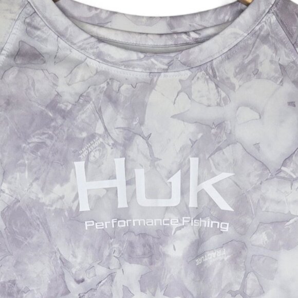 Huk Youth Pursuit Mossy Oak Camo Shirt Spell Out Size Fishing Performance YXL - Picture 4 of 8